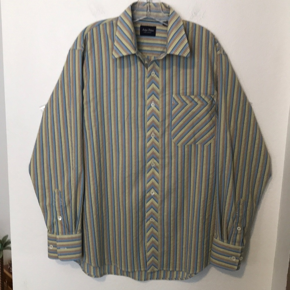 🏝RARE TOMMY BAHAMA INDIGO PALMS VINTAGE BUTTON DOWN SZ L EXCELLENT COND.